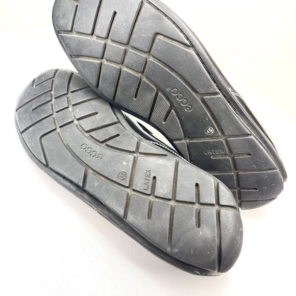 s-l400.jpg ECCO Mens 45 Black Leather Driving Loafers Flats Extra Width Comfort Slip On